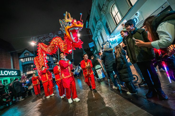 Lantern parade in Derby with a Chinese Dragon